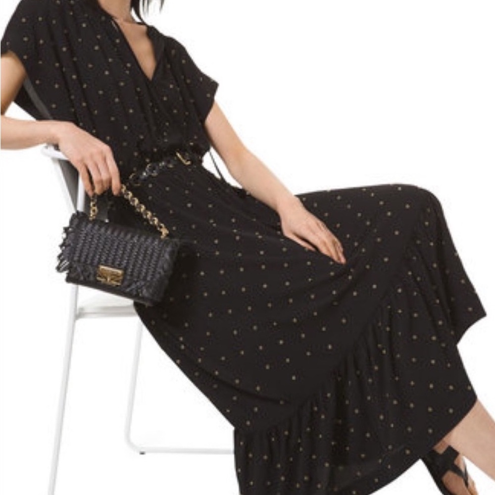 Michael Kors Black Maxi Dress with Gold Grommets